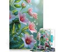 Rompecabezas de Flores Rosas con Gotas de Agua para Adultos, 1000 Piezas, lógica Clara, Juguete, pasatiempo Tranquilo, Corte Perfecto, Regalo Elegante (38x26cm)