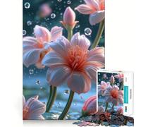 Rompecabezas de Flores Rosas con Gotas de Agua para Adultos, 1000 Piezas, lógica Clara, Juguete, Tiempo Libre, Corte Perfecto, Regalo Creativo (50x75cm)