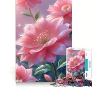 Rompecabezas de Flores Rosas con Gotas de rocío para Adolescentes, 1000 Piezas, Juguete para ejercitar la Mente, diseño Relajante, Montaje, Sorpresa navideña (50x75cm)
