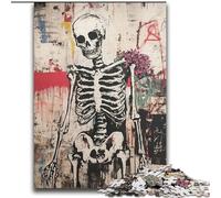 Rompecabezas de Flores y Calaveras Estilo Basquiat para Adultos, 2000 Piezas, Divertidos Juegos, decoración de Pared, cumpleaños y Navidad (70x100cm)