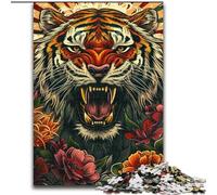 Rompecabezas de Flores y Tigres para Adultos y Adolescentes, 1000 Piezas, Apto para Mayores de 14 años Ideas de Regalo para Decorar el hogar (50x75cm)