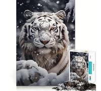 Rompecabezas de fotografía del Tigre Blanco de 1000 Piezas Juguete Creativo para desarrollar la Habilidad componentes Resistentes y de Corte Limpio Ideal para Viajar Juego Mental Regalo (50x75cm)