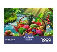 Rompecabezas de Frutas de 1000 Piezas para Adultos y niños | Detallado: Cesta de Frutas, Arroyo del Bosque, difícil, desafiante, Ideal para Regalar. 52 x 38 cm (1000 Piezas).
