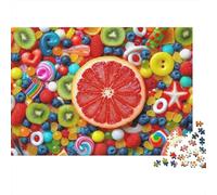 Rompecabezas de Frutas y Caramelos Coloridos de 1000 Piezas con diseño de cítricos y Caramelos para Adultos. Juego Educativo. Difícil y desafiante. cumpleaños 70x50cm.