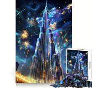 Rompecabezas de Fuegos Artificiales del Burj Khalifa,1000 Piezas,para Adolescentes,para desarrollar la Memoria,para un Entretenimiento Ligero,con Bordes nítidos,Regalo de Temporada (50x75cm)