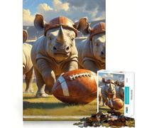 Rompecabezas de fútbol Estilo Retro con terneros de Rinoceronte para Adolescentes, 1000 Piezas, para Mejorar la Memoria, Momentos de Tranquilidad, Corte Premium, Regalo de cumpleaños (38x26cm)