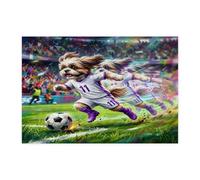 Rompecabezas de fútbol Shih Tzu 2026 para adultos, 300 piezas, rompecabezas de madera para el día del partido, cachorro regate, decoración deportiva impresa para entretenimiento creativo