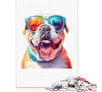 Rompecabezas de Gafas de Sol de Bulldog francés, Juguete de descompresión, cartón 100% Reciclado, para Adultos y Adolescentes, Regalo para el Día del Padre, 1000 Piezas (26 x 38 cm)