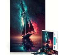 Rompecabezas de Galaxia con Barco de Vela Espacial para Adultos, 1000 Piezas, Juguete de lógica Pura, sin estrés, Corte preciso, artículo de Santa Claus 38x52cm