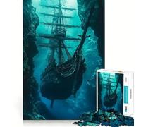 Rompecabezas de galeón hundido para Adolescentes, 1000 Piezas, Juguete Inteligente, Tiempo Libre, Corte preciso, Regalo de Temporada 38x52cm