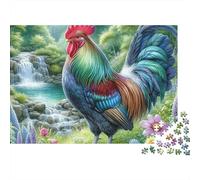 Rompecabezas de Gallo,Aves de jardín Verdes,1000 Piezas,Acabado Mate,cartón Grueso,Actividad grupal,Regalo cumpleaños para Adultos,Familia,Rompecabezas avanzados,Adolescentes,52 x 38 cm/1000 Piezas