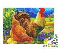 Rompecabezas de Gallo,Cosecha de otoño,1000 Piezas,cartón Premium,Suave,para aliviar el estrés,Tiempo de Tranquilidad,pasatiempo para Parejas,38 x 26 cm/1000 Piezas