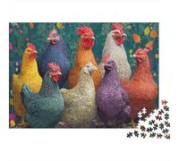 Rompecabezas de Gallo de 1000 Piezas. Un Colorido Grupo de gallinas. Juego Educativo para Adultos a Partir de 12 años. Hermosa decoración. Difícil. Regalo de cumpleaños. 70x50cm/1000 Piezas.