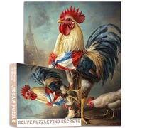 Rompecabezas de gallo de bandera, 1000 piezas, arte antropomórfico, animales, tema patriótico, 27 x 20 pulgadas, desafiantes juegos de actividades familiares, rompecabezas colorido para manualidades