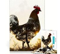 Rompecabezas de Gallo de Doble exposición para Adolescentes, 1000 Piezas, Juguete para ejercitar el Cerebro, relajación Mental, Arte para armar, (38x52cm)