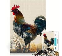 Rompecabezas de Gallo de Doble exposición para Adultos, 1000 Piezas, Juego Mental, Juguete para aliviar la ansiedad, Arte de Corte preciso, Coleccionable (38x52cm)