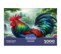 Rompecabezas de Gallo, Divertido y desafiante, de 1000 Piezas para Adultos y niños | Detallado: Gallo con Plumaje arcoíris y Flores Vibrantes Descompresión: 52x38cm (1000 Piezas).