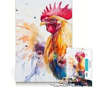 Rompecabezas de Gallo en Acuarela de 1000 Piezas para Adolescentes Juego para estimular la Mente Montaje Firme y Seguro Actividad Divertida para Toda la Familia (38x26cm)