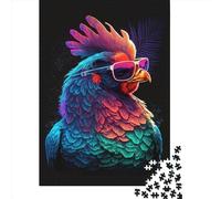 Rompecabezas de Gallo neón de 1000 Piezas para Adultos y Adolescentes. Rompecabezas de Madera para diversión Familiar y Noches de Juegos. 1000 Piezas (75 x 50 cm).