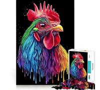 Rompecabezas de Gallo Rojo de Rhode Island con diseño de arcoíris Estilo Pop Art, 1000 Piezas para Adultos Juguete cognitivo para armar Juntos Colección de Arte (38x26cm)