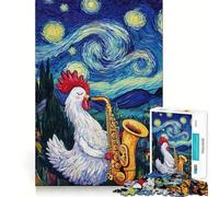 Rompecabezas de Gallo Tocando el saxofón, 1000 Piezas para Adultos Fortalece la Memoria, Calma la Mente, cálida Sorpresa (38x52cm)