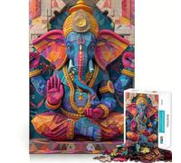 Rompecabezas de Ganesha Vibrante de 1000 Piezas para Adultos,Juguete Que desafía la Mente,Corte preciso,alineación, Actividad Divertida para Toda la Familia (38x26cm)