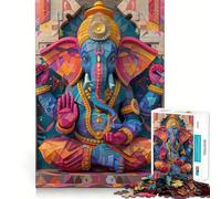 Rompecabezas de Ganesha Vibrante para Adultos,1000 Piezas,Divertido Juego de Memoria,componentes Resistentes y de Corte Limpio, aliviar el estrés (38x52cm)