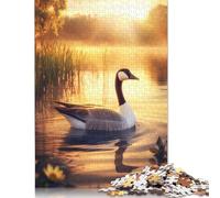 Rompecabezas de Ganso al Atardecer, Rompecabezas Rectangular de Papel Entrelazado preciso para Adultos y niños, 1000 Piezas (26 x 38 cm)
