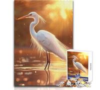 Rompecabezas de Garza Blanca al Atardecer para Adultos, 1000 Piezas, desafío Mental, Juego de Aprendizaje, Sorpresa reflexiva para Celebraciones, tamaño 38x26cm