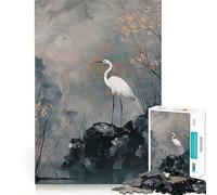 Rompecabezas de Garza Blanca en Paisaje brumoso 1000 Piezas Juego de concentración Mental diseño Ajustado sin Huecos desafío Cerebral Interactivo para el hogar (50x75cm)