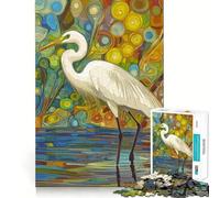 Rompecabezas de Garza Blanca Entre Flores 1000 Piezas Juguete Creativo componentes Resistentes y de Corte Limpio Ideal para Viajar Juego Mental Regalo (38x26cm)