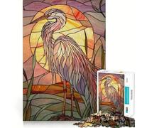 Rompecabezas de Garza en vidrieras para Adultos, 1000 Piezas, Juguete para ejercitar la Mente, Pieza de colección de Arte de Corte nítido 38x52cm