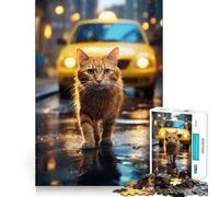Rompecabezas de Gatito Amarillo Caminando,1000 Piezas,Juego de Habilidad Mental,Corte láser, Tiempo Tranquilo,Ejercicio Mental en casa (50x75cm)