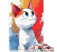 Rompecabezas de Gatito Aventurero, Rompecabezas Rectangular de Papel Entrelazado preciso para niños y niñas, 1000 Piezas (26 x 38 cm)