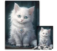 Rompecabezas de Gatito Blanco Esponjoso de 1000 Piezas, Regalo, Rompecabezas desafiante, Juego Familiar Interactivo, Apto para Mayores de 14 años, 26x38cm/10,23x14,96 Pulgadas.