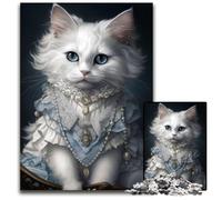 Rompecabezas de Gatito Blanco Esponjoso para Adultos, 1000 Piezas, Juego Interactivo Familiar, desafío Mental, Juguete Educativo, 50x75cm/19,68x29,52 Pulgadas