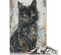 Rompecabezas de Gatito de Ojos estrellados, desafío difícil, 100% cartón Reciclado, para Adultos a Partir de 12 años, 1000 Piezas (75 x 50 cm)