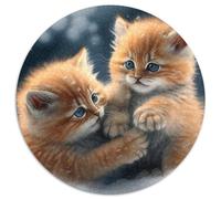 Rompecabezas de Gatito en la Nieve para Adultos, 1000 Piezas, Rompecabezas Redondo, 1000 Piezas, Actividad Familiar, Rompecabezas, decoración del hogar, Regalo navideño, 67,5 x 67,5 cm