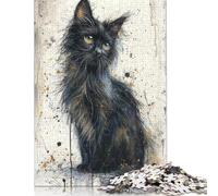 Rompecabezas de Gatito Negro Encantado (1000 Piezas, cartón 100% Reciclado) para niño o niña (26 x 38 cm).