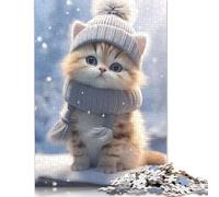 Rompecabezas de Gatito nevado, Juguete de descompresión, Rompecabezas Rectangular de Papel para niños y Adultos a Partir de 12 años, 1000 Piezas (75 x 50 cm)
