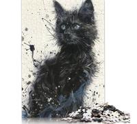 Rompecabezas de Gatito observando Estrellas. Materiales amigables. Rompecabezas de cartón 100% Reciclado Mujeres y Hombres. 1000 Piezas (75 x 50 cm).