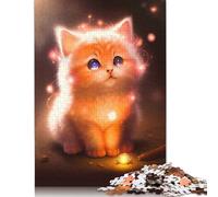 Rompecabezas de Gatito y luciérnagas: un Juego desafiante para Toda la Familia. Rompecabezas de cartón 100% Reciclado para Adultos y niños. Regalo de cumpleaños. 1000 Piezas (26 x 38 cm).