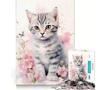 Rompecabezas de Gatitos en Acuarela para Adultos 1000 Piezas Juego para ejercitar la Mente Corte de precisión Bordes Suaves desafío Divertido para Pasar el Tiempo (38x52cm)