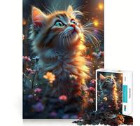 Rompecabezas de Gatitos Florales caprichosos 1000 Piezas Divertido de Calidad Profesional Ideal para desarrollar la Memoria y la Capacidad de Corte Actividad Mental (50x75cm)