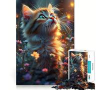 Rompecabezas de Gatitos Florales caprichosos de 1000 Piezas Diversión para estimular la concentración Corte láser para un Ajuste Actividad para Fortalecer los Lazos Familiares (38x52cm)