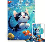 Rompecabezas de Gatitos submarinos,1000 Piezas,Juego de concentración Mental,diseño Ajustado sin Huecos,desafío Cerebral Interactivo para el hogar (38x52cm)