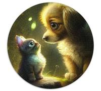 Rompecabezas de Gatitos y Cachorros para Adultos, 1000 Piezas, Redondo, para Principiantes, Ideal para cumpleaños y Regalos navideños, 67,5 x 67,5 cm