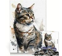 Rompecabezas de Gato Americano de Pelo Duro de 1000 Piezas para Adolescentes Habilidad analítica Escape Tranquilo Encaja a la perfección Regalo Ideal para Las Fiestas (50x75cm)