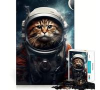 Rompecabezas de Gato Astronauta Noruego para Adultos, 1000 Piezas, para Fortalecer la Memoria, Actividad para el hogar, Bordes limpios, Regalo Festivo (50x75cm)