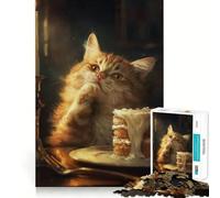 Rompecabezas de Gato atigrado Naranja para Adultos, 1000 Piezas, Juguete de lógica Fina, Informal, Relajante, con Bordes limpios, Pieza de Arte Fina (38x52cm)